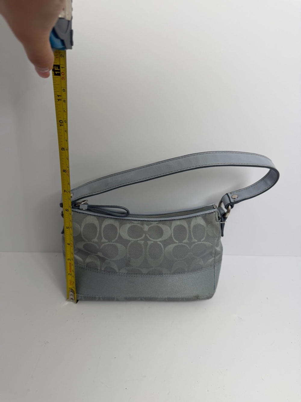 Coach Mini Signature Stripe Demi Shoulder Bag in Blue - Picture 3 of 11